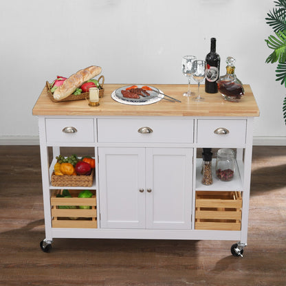 Kitchen Island Cart on Wheels Rolling Kitchen Table with Storage