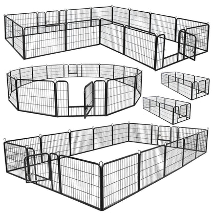16 Panels Dog Pen Pet Playpen Kennel Fence Puppy Exercise Barrier Outdoor Indoor