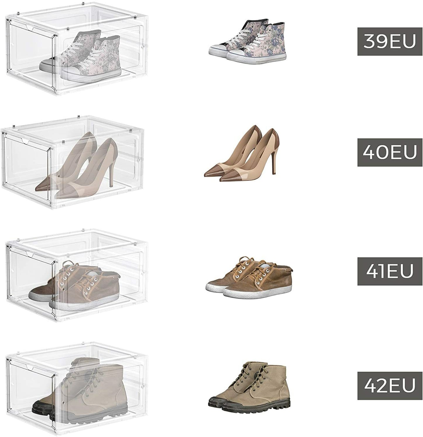 12 Clear Shoe Boxes Magnetic Drop Front Sneaker Rack Storage Organizer Stackable