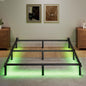 Twin Full Queen Bed Frame with LED Lights Charging Station Metal Platform Sturdy