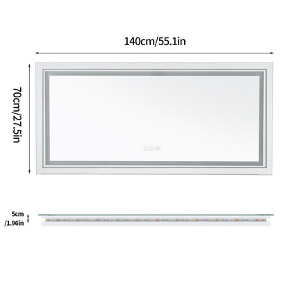 Bathroom Mirror with Front+Backlit Lights Dimmable Wall Vanity Mirrors Anti-Fog