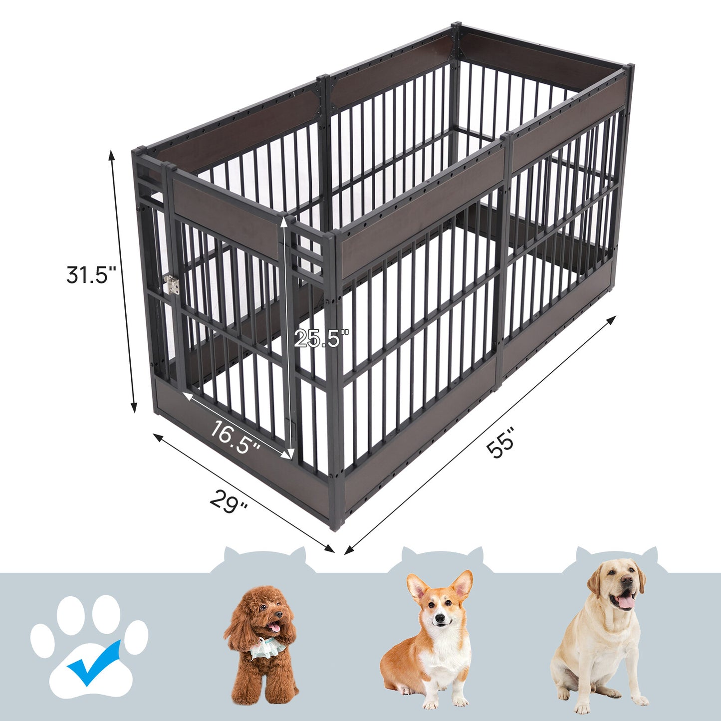 Wooden Adjustable Dog Playpen Pet Fence Heavy Duty Exercise Pen Furniture Style