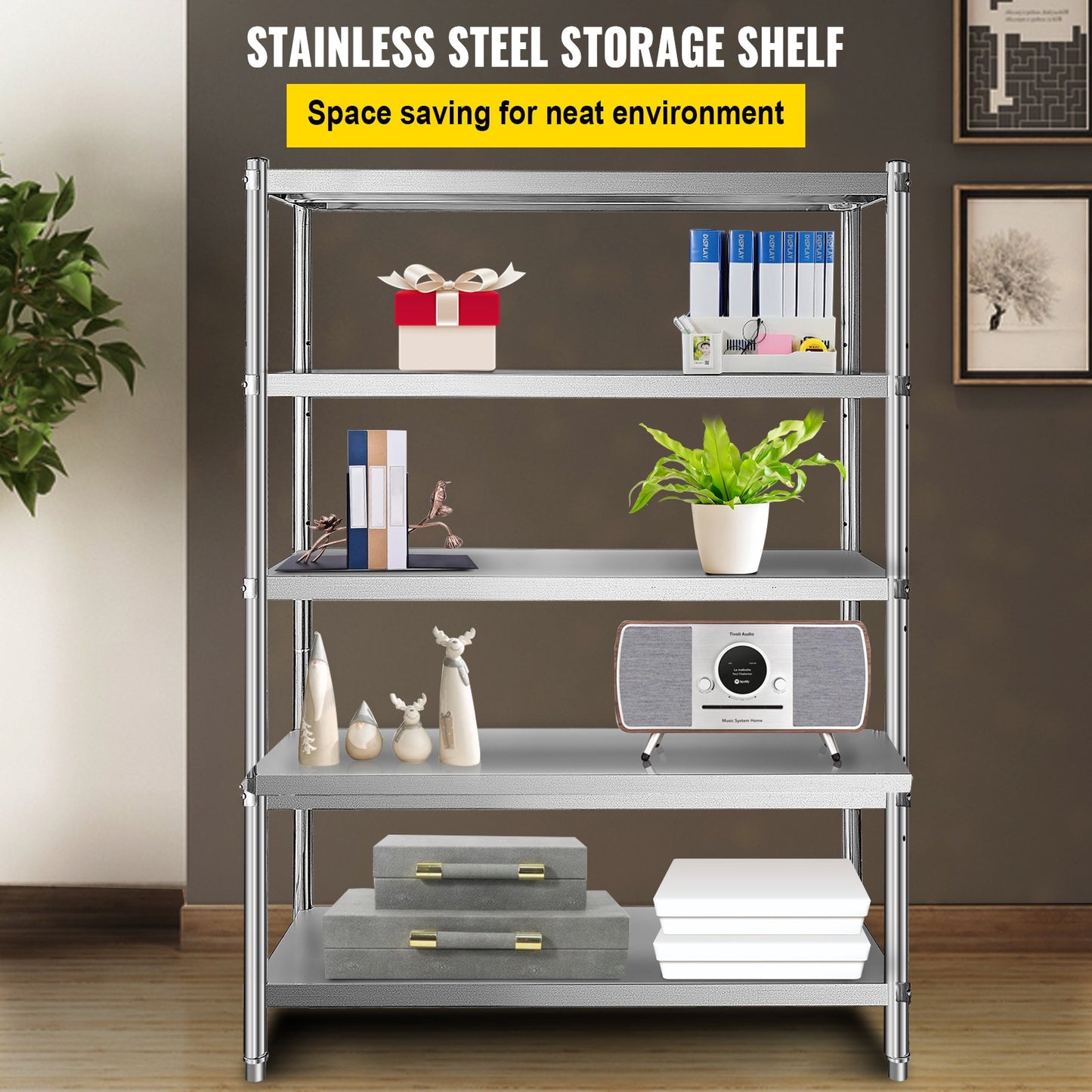 Uimoso 5-Tier Kitchen Shelves Shelf Rack 72in Stainless Steel Shelving Organizer