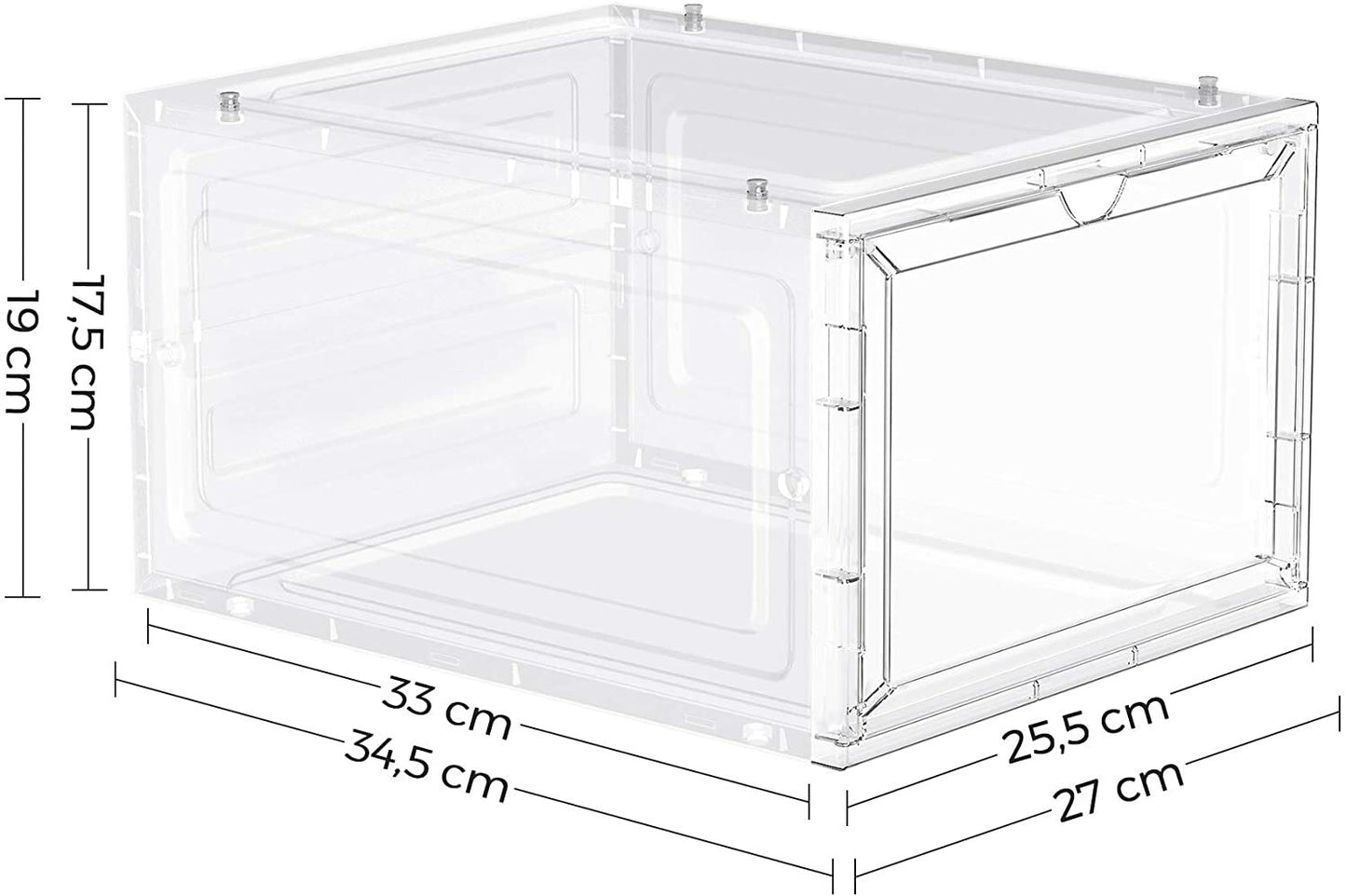 12 Clear Shoe Boxes Magnetic Drop Front Sneaker Rack Storage Organizer Stackable