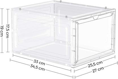 12 Clear Shoe Boxes Magnetic Drop Front Sneaker Rack Storage Organizer Stackable