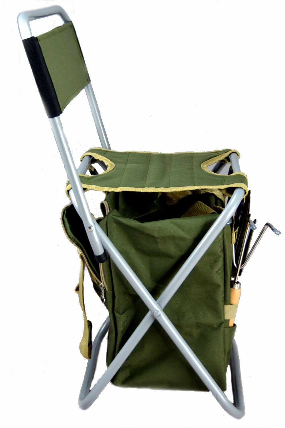 10-piece Gardening Tool Set with Zippered Detachable Tote and Folding Stool Seat