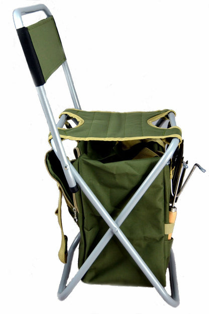 10-piece Gardening Tool Set with Zippered Detachable Tote and Folding Stool Seat