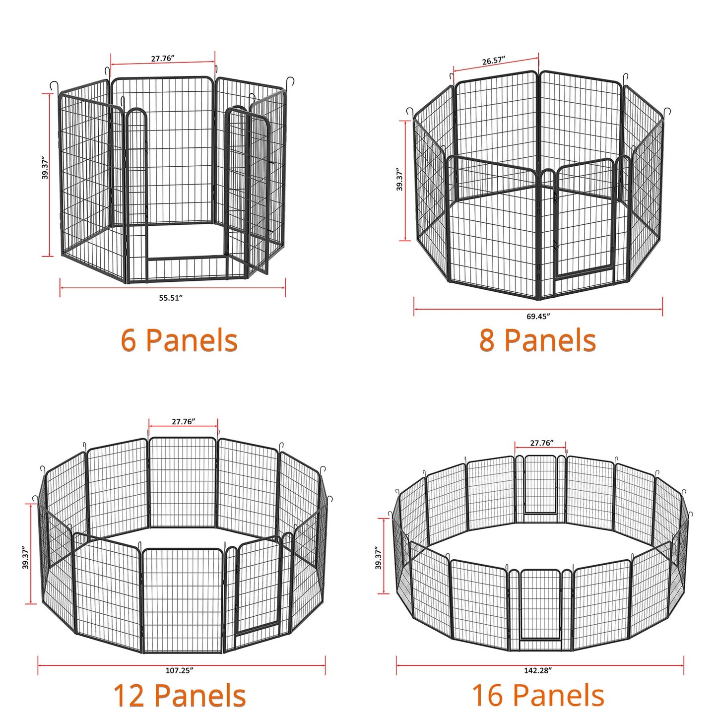 Pet Dog Playpen Fence 39" Indoor Outdoor Exercise Pen RV Camping Yard 6-16Panels