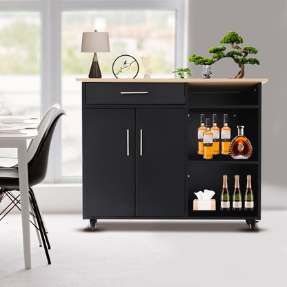 Multi-functional Kitchen Island Cart with Storage Rack Rolling Table & 4*Wheels