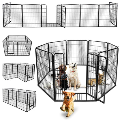 8 Panels 40''/16 panels 24”/32" Dog Pet Playpen Dog Fence Exercise Pen Outdoor