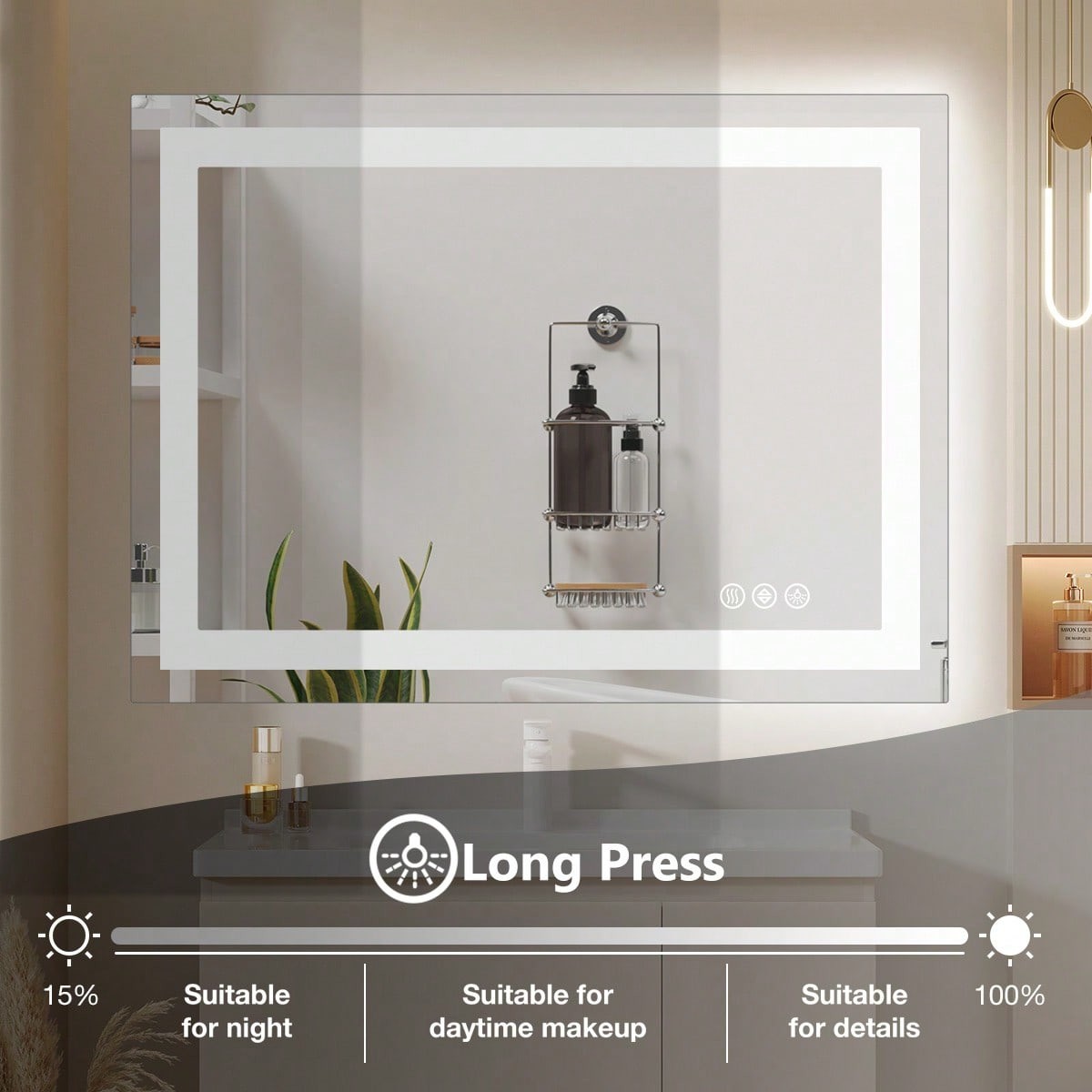 OLIXIS OLIXIS LED Bathroom Vanity Mirror For Wall With Anti-Fog, Dimmable-ZengA