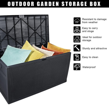 120 Gallon Outdoor Storage Deck Box Large Chest Bin Patio Furniture Garden Bench