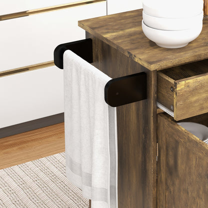 Kitchen Island Cart Rolling Trolley Cart with Drawer Storage Cabinet Towel Rack