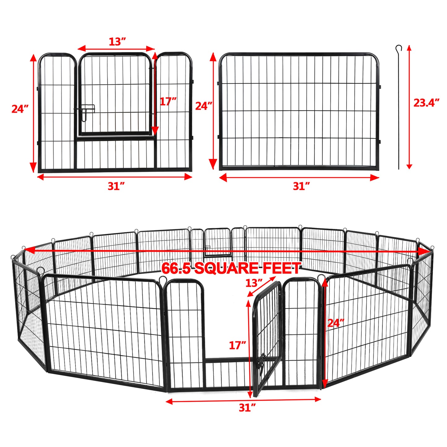 16 Panels Dog Pen Pet Playpen Kennel Fence Puppy Exercise Barrier Outdoor Indoor