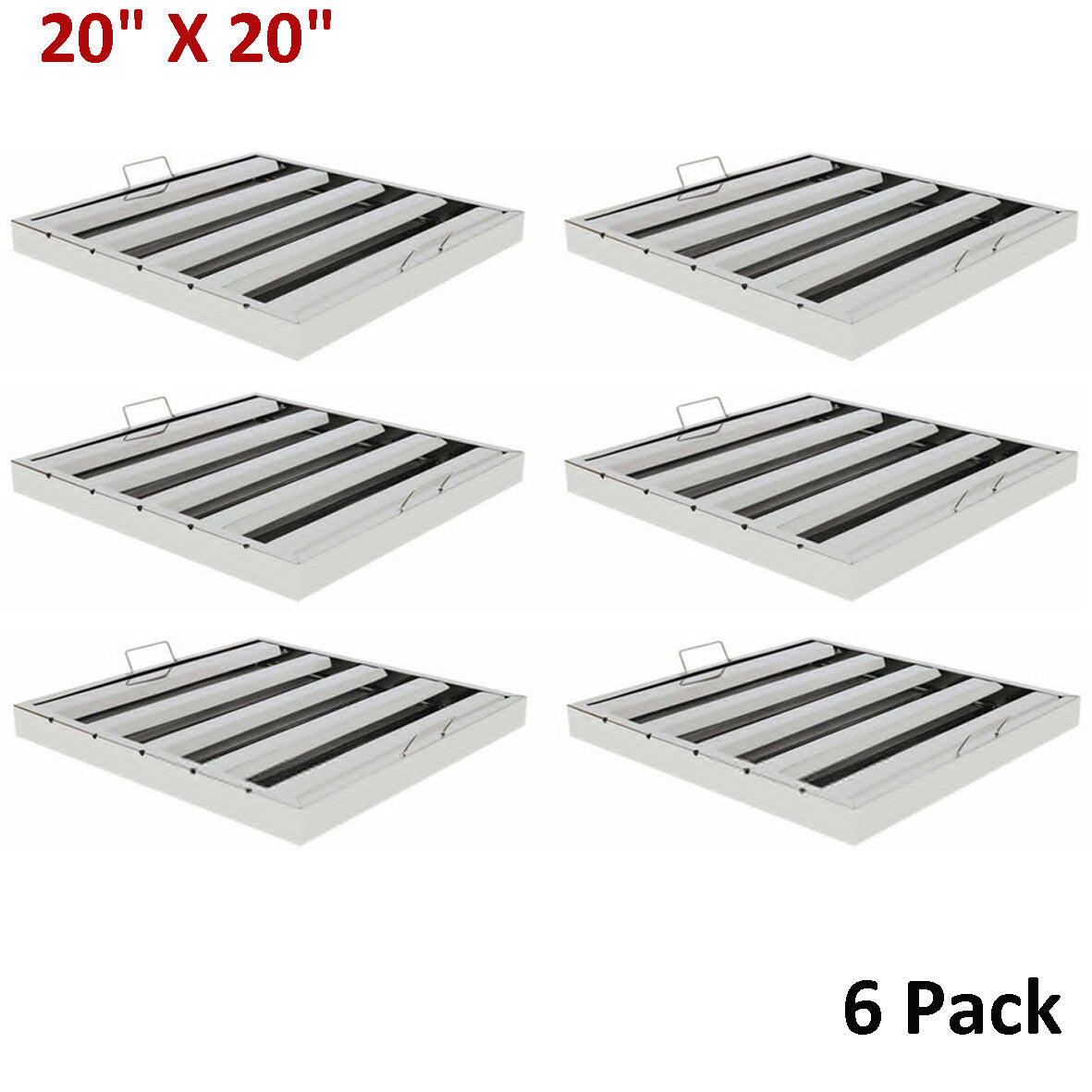 20"X20" Commercial Hood Filters 6 Pcs Stainless Steel Hood Grease Filter Baffle