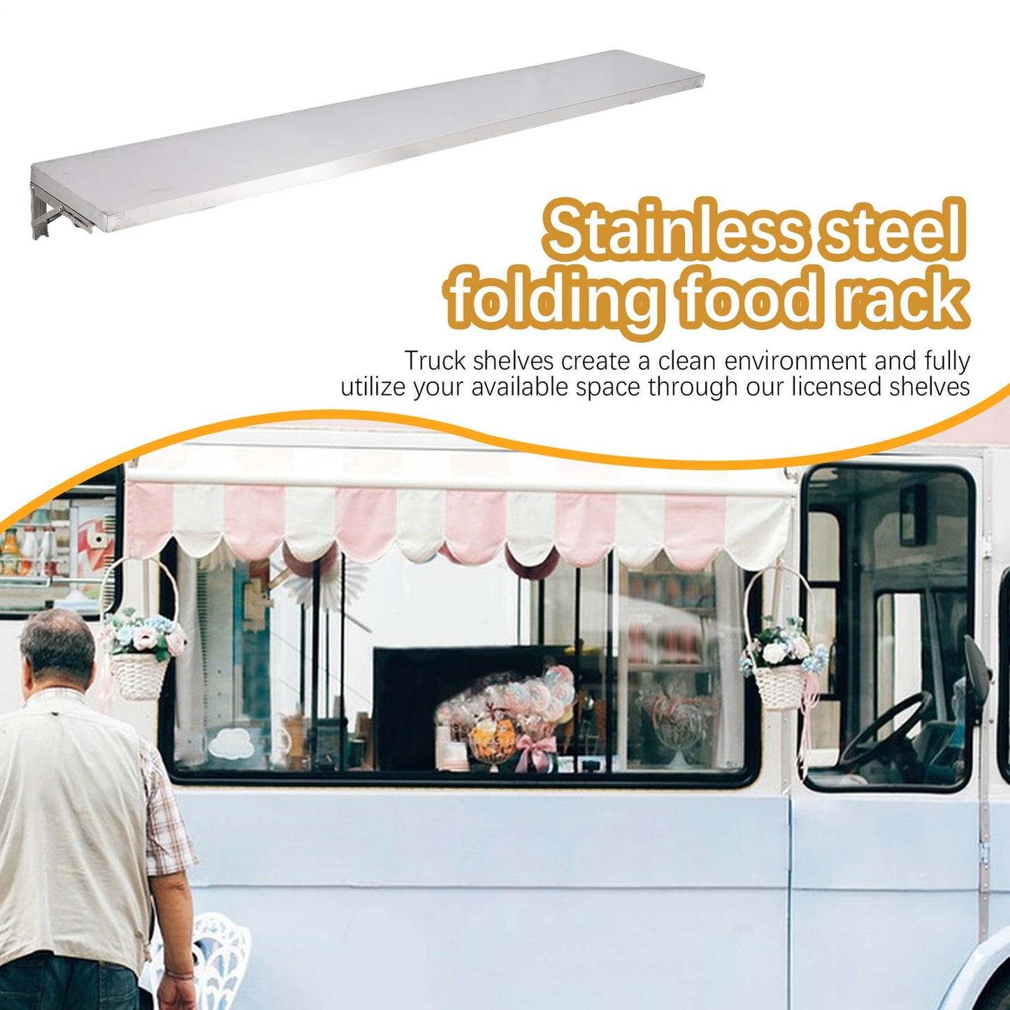 4, Foot Shelf for Concession Window Food Folding Truck Accessories Business