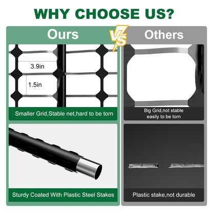 NAIZEA Garden Fence,Snow Fence Temporary Fence Plastic Fence with Posts & Stake