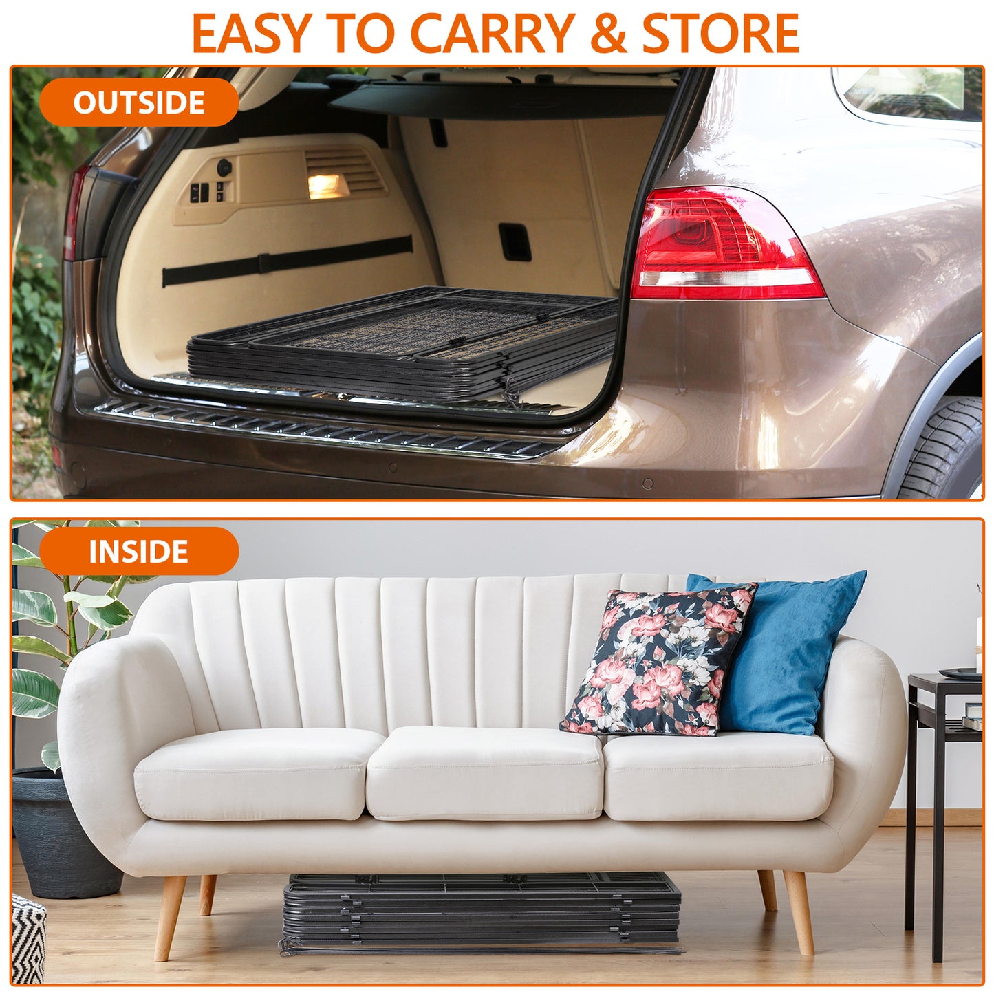 8 Panels 40''/16 panels 24”/32" Dog Pet Playpen Dog Fence Exercise Pen Outdoor