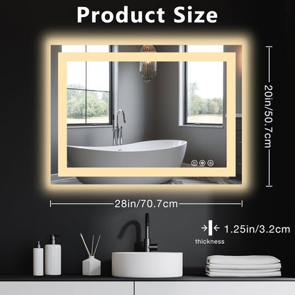 LED Bathroom Vanity Mirror Anti-Fog Lighted Smart Mirror Adjustable Brightness