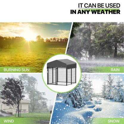 Outdoor Dog Kennel Playpen Animal Run Pet Enclosure Crate Fence w/UV-Proof Roof