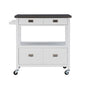 Linon Sydney Wood Rolling Kitchen Storage Cart Stainless Steel Top In White