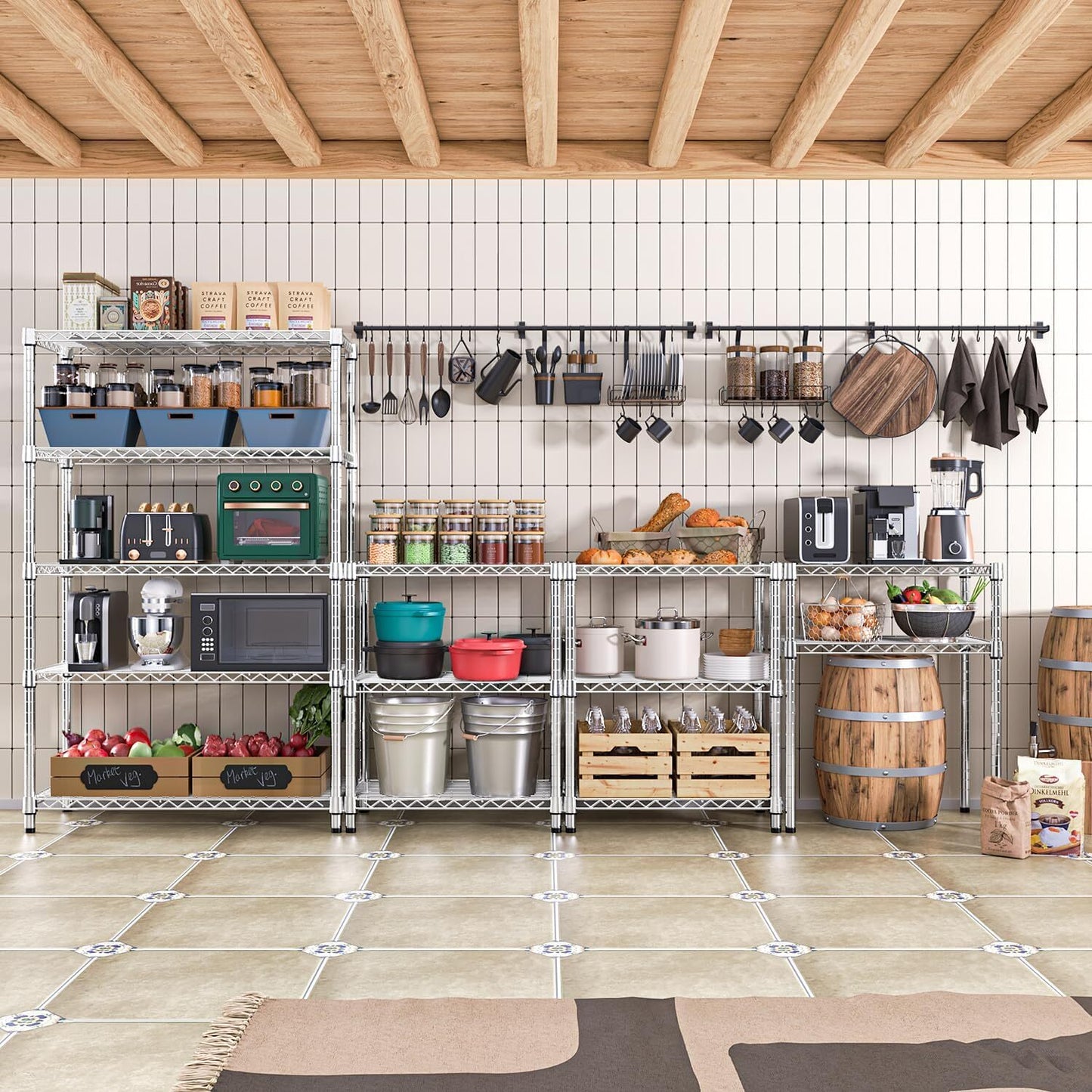 Heavy Duty 5 Tier Shelf 18*47*72" Storage Garage Rack Wire Shelving Laundry Room