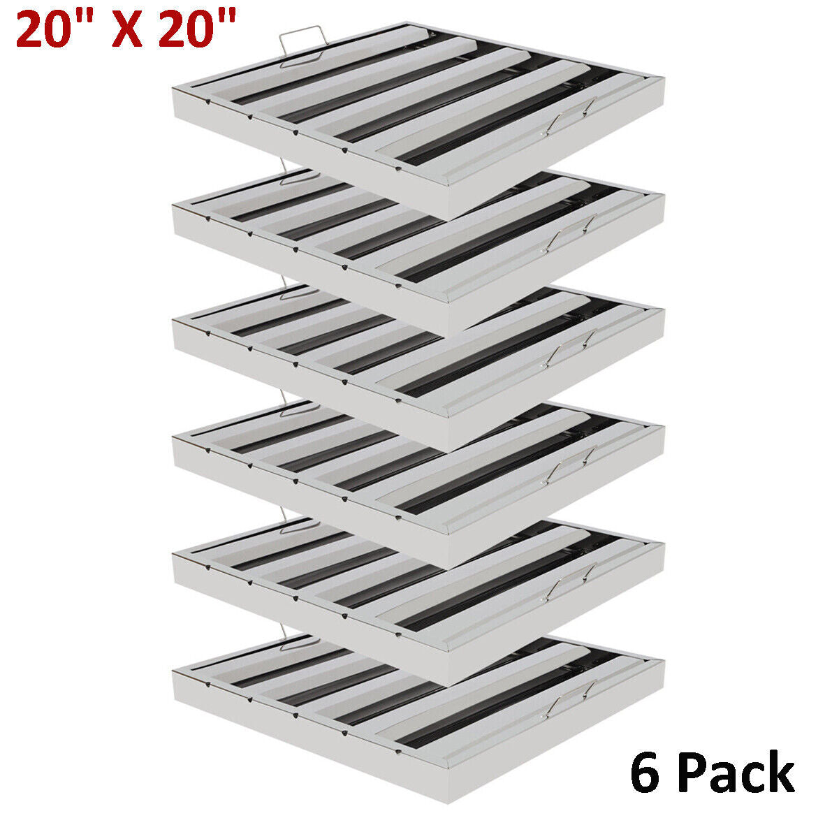 20"X20" Commercial Hood Filters 6 Pcs Stainless Steel Hood Grease Filter Baffle