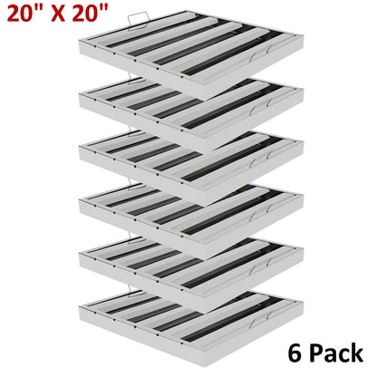 20"X20" Commercial Hood Filters 6 Pcs Stainless Steel Hood Grease Filter Baffle