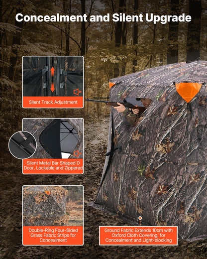 Uimoso Hunting Blind 270° See Through Ground Blind One-Way Mesh for 4-5 Person