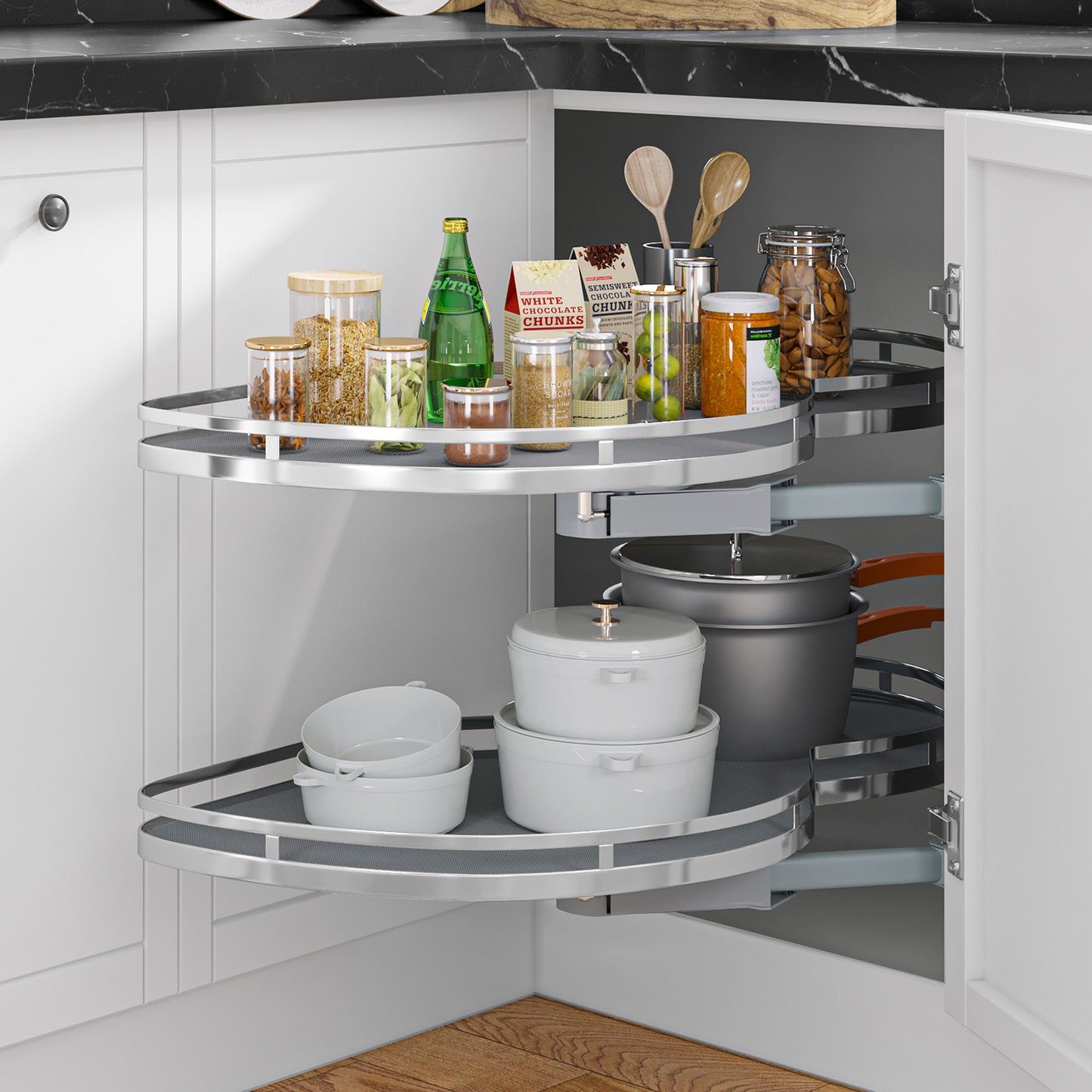 Brezelge Swing Right Blind Corner Kitchen Cabinet Pull Out Organizer for 36"Left