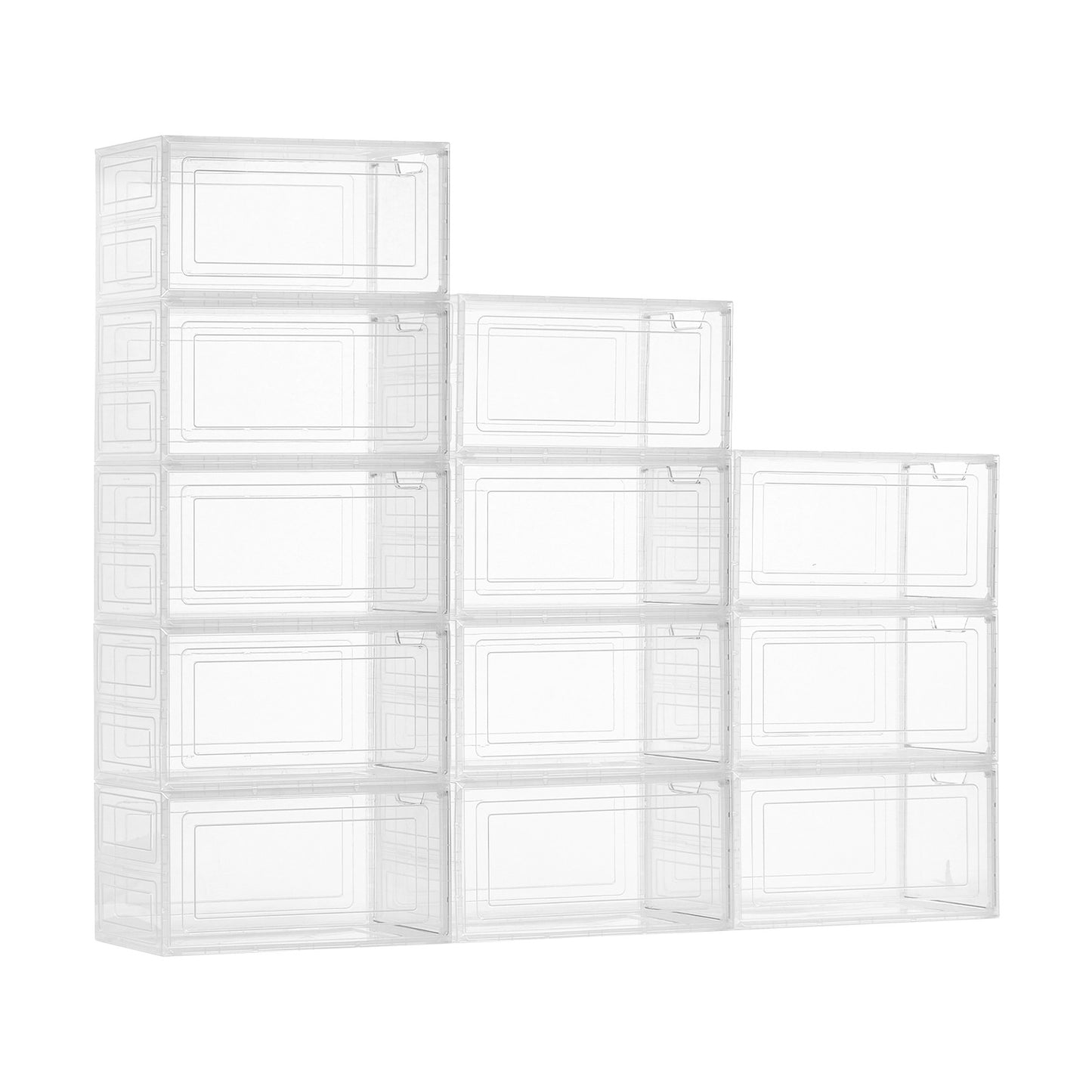 Shoe Storage Boxes 12Pack Stackable Shoe Boxes US Size 13 Transparent White