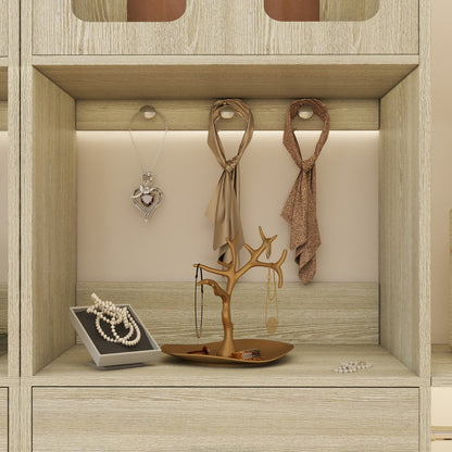 60'' W Walk-in Closet Organizer System with Door Storage Cabinet and Wood Drawer