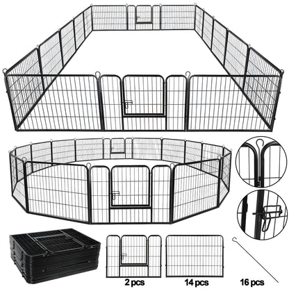 16 Panels Dog Pen Pet Playpen Kennel Fence Puppy Exercise Barrier Outdoor Indoor