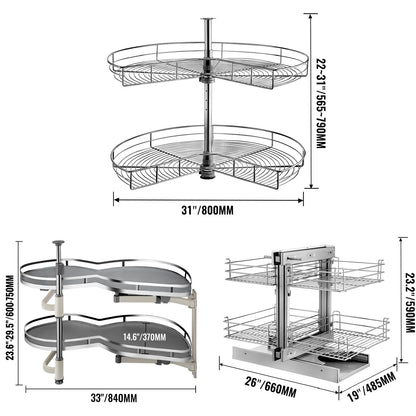36" Left/Right Blind Corner Kitchen Cabinet Organizer Pull Out Organizer