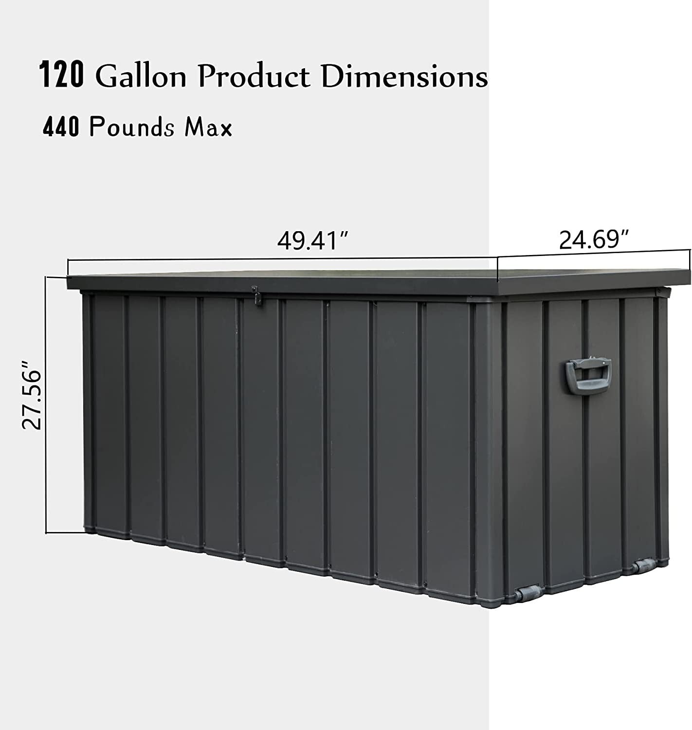 Domi 120 Gallon Metal Outdoor Storage Deck Box Waterproof w/Lockable (Grey)