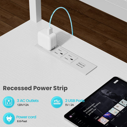 L Shaped Gaming Desk with LED & Power Outlets, Computer Desk with Monitor Stand