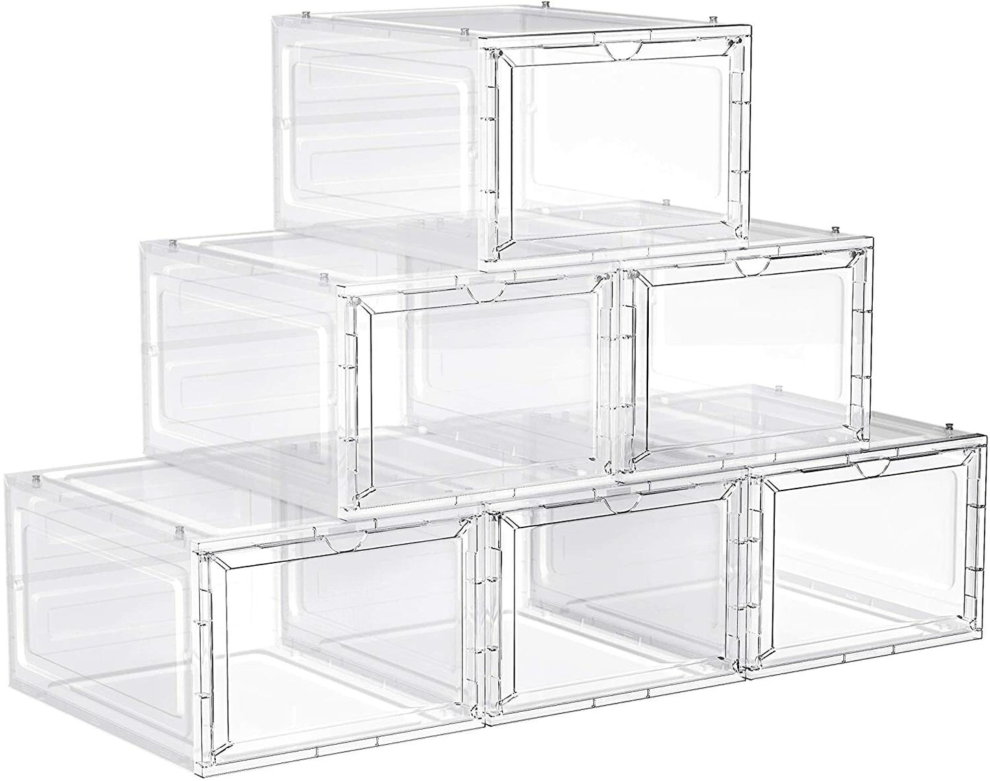 12 Clear Shoe Boxes Magnetic Drop Front Sneaker Rack Storage Organizer Stackable