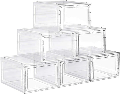 12 Clear Shoe Boxes Magnetic Drop Front Sneaker Rack Storage Organizer Stackable