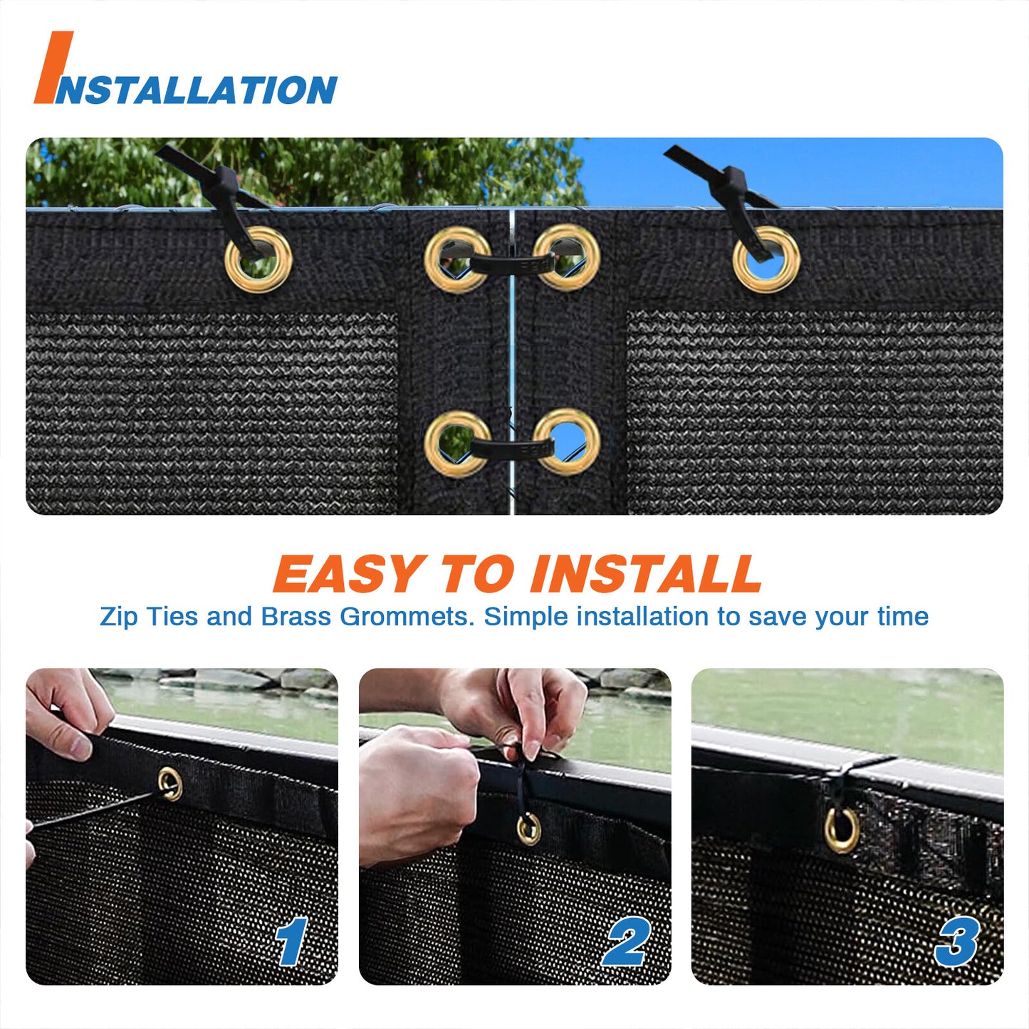 4' 5' 6' 8' Tall Privacy Fence Screen Windscreen Shade Cover Mesh Garden-Blue