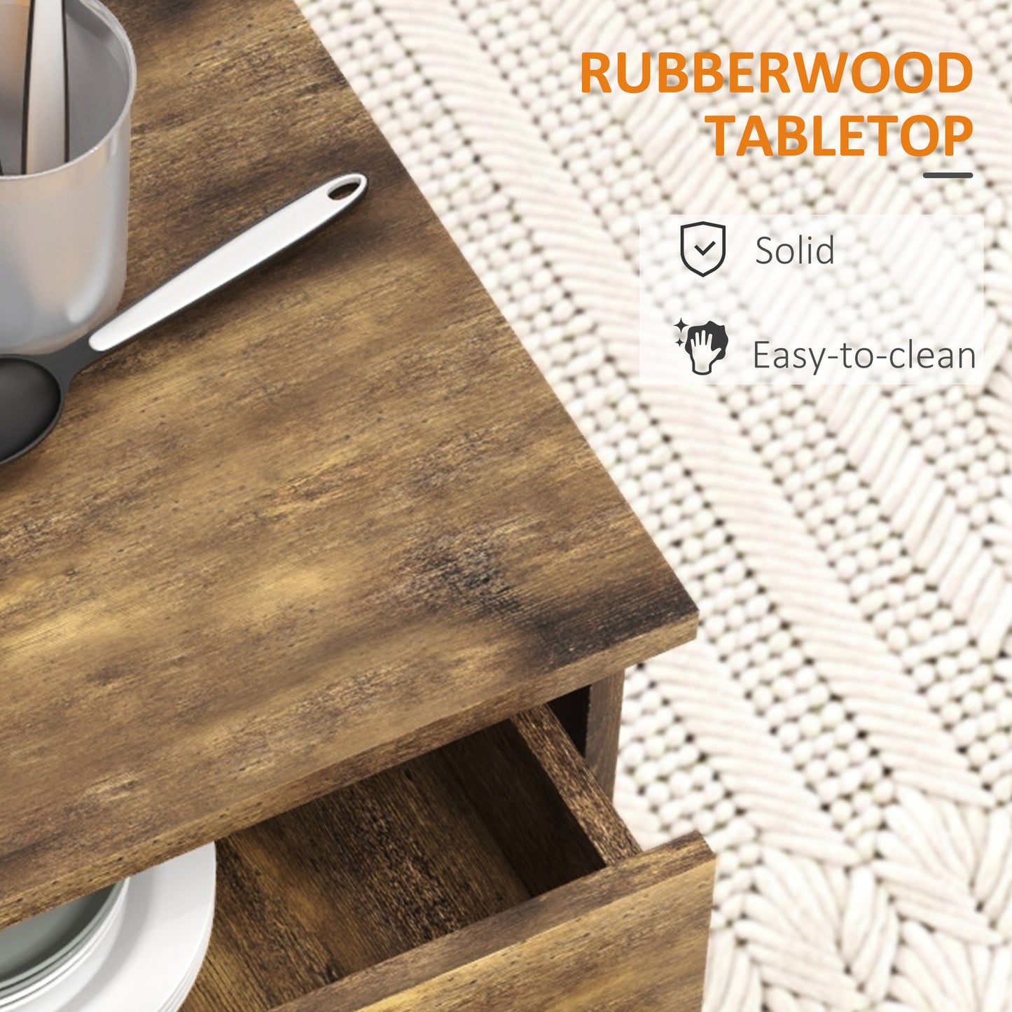 Kitchen Island Cart Rolling Trolley Cart with Drawer Storage Cabinet Towel Rack