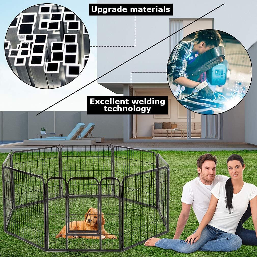 Dog Playpen 40'' 8 Panel Heavy Duty Pet Playpen Dog Exercise Pen Cat Fence