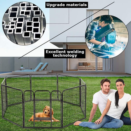 Dog Playpen 40'' 8 Panel Heavy Duty Pet Playpen Dog Exercise Pen Cat Fence