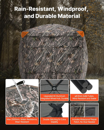 Portable Hunting Blind See Through Ground Deer Blinds 4-5 Person Carrying Bag
