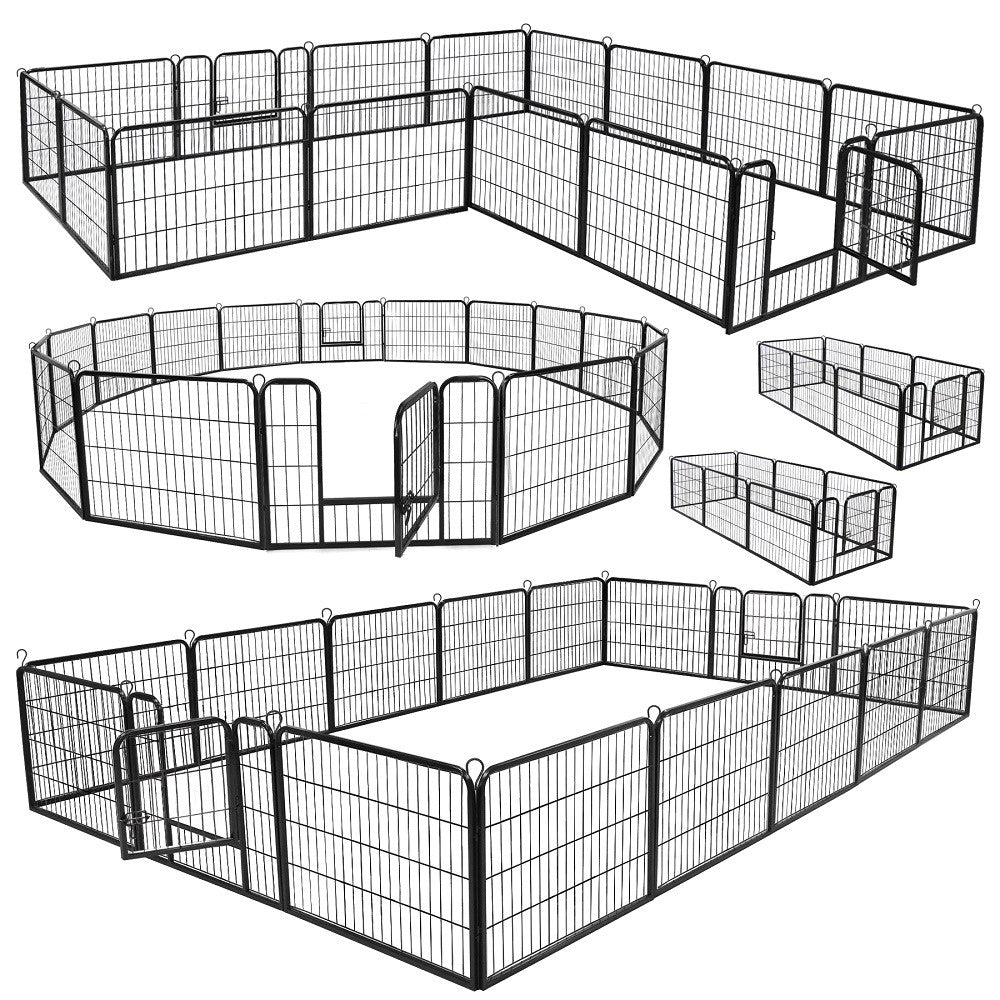 16 Panels Dog Pen Pet Playpen Kennel Fence Puppy Exercise Barrier Outdoor Indoor