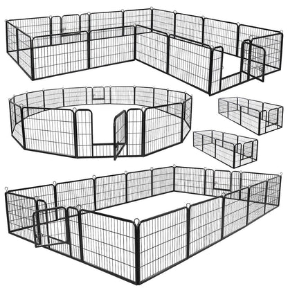 16 Panels Dog Pen Pet Playpen Kennel Fence Puppy Exercise Barrier Outdoor Indoor