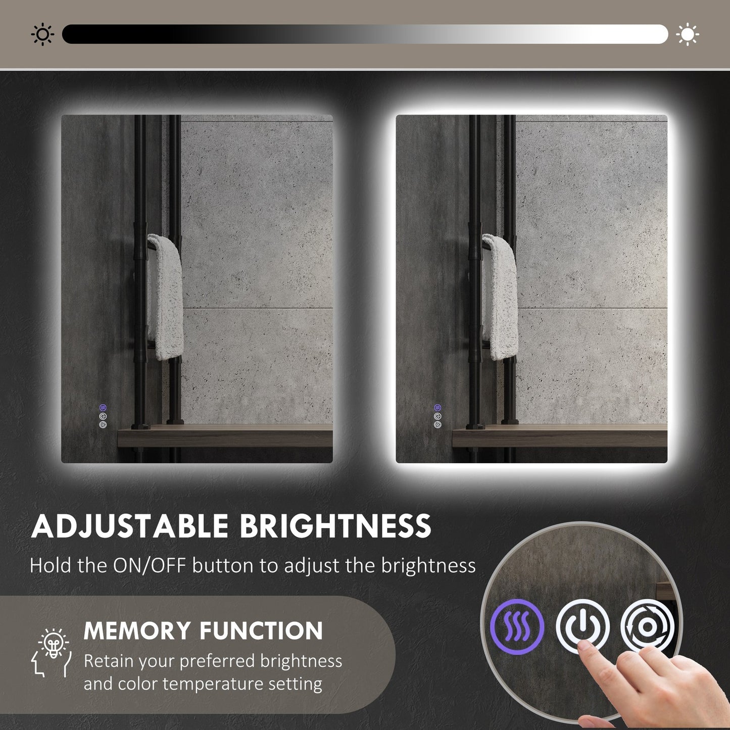 32" x 24" Dimmable LED Bathroom Mirror w/ Infinite Color Temp