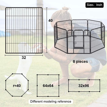 Dog Playpen 40'' 8 Panel Heavy Duty Pet Playpen Dog Exercise Pen Cat Fence