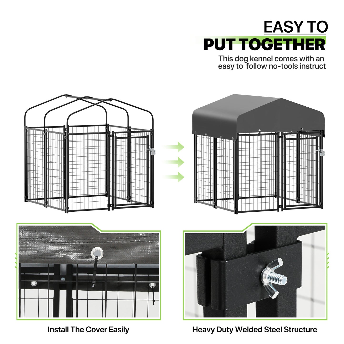 Outdoor Dog Kennel Playpen Animal Run Pet Enclosure Crate Fence w/UV-Proof Roof