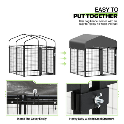 Outdoor Dog Kennel Playpen Animal Run Pet Enclosure Crate Fence w/UV-Proof Roof