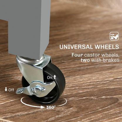 Rolling Kitchen Island Cart, Bar Serving Cart with Drawers, Gray